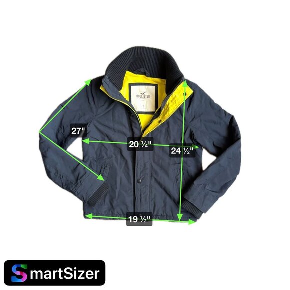 Vtg Hollister Mens Navy Yellow Ribbed Collar‎ Button Zipper Closure Lightweight - Picture 2 of 7